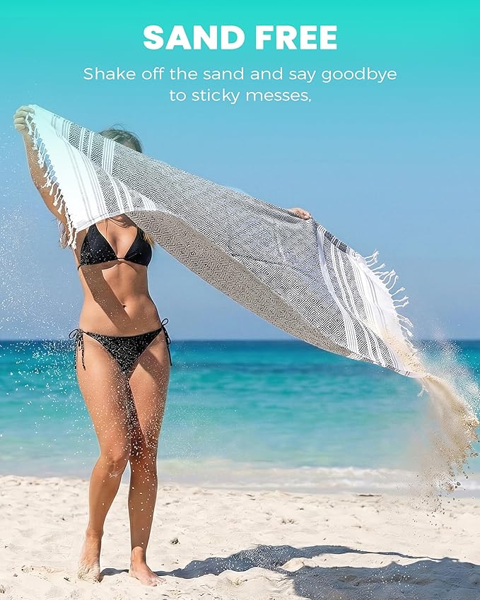 4 Packs Turkish Beach Towels Vacation Essentials Oversized Bath Pool Swim Towel Set Bulk Quick Dry Sand Free Extra Large Xl Big Blanket Adult Travel Cruise Accessories Must Have Clearance Stuff