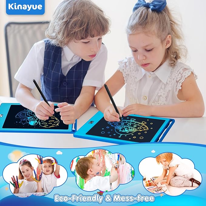 2 Pack LCD Writing Tablet for Kids,8.5 Inch Doodle Board Drawing Tablet Colorful Educational Toys for Boys Girls Reusable Road Travel Game Toy Gifts for 3 4 5 6 7 8 Years Old （Blue+Pink