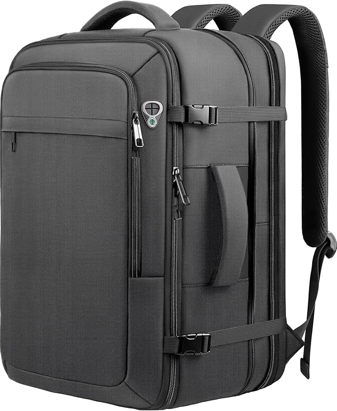 Carry on Backpack for 1-10 Days Trips, Extra Large 40L-50L Travel Backpack TSA Approved, Expandable Laptop Bagpack, Water Resistant Bag Compatible with 17.3 inch Laptops, Black