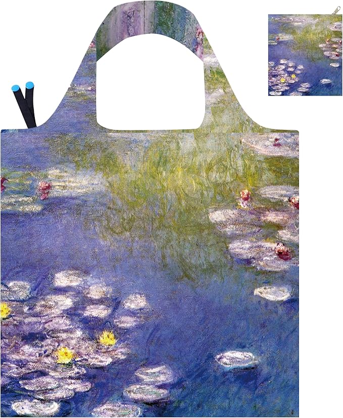 Reusable Grocery Bags, Oil Painting Art Tote Bags With Carry Pouch Waterproof Shopping Bags for Travel Daily Use