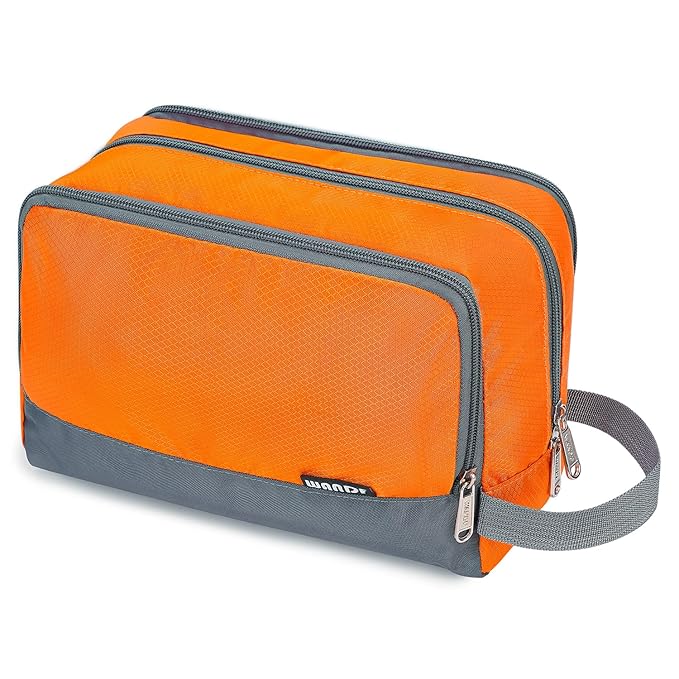 Toiletry Bag for Men/Women, Hanging Dopp Kit, Water-Resistant Shaving Bag, Small Toiletry Bag for Traveling (Orange)