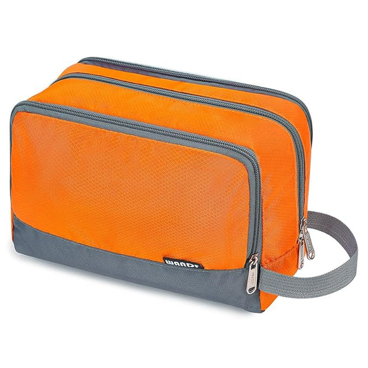 Toiletry Bag for Men/Women, Hanging Dopp Kit, Water-Resistant Shaving Bag, Small Toiletry Bag for Traveling (Orange)