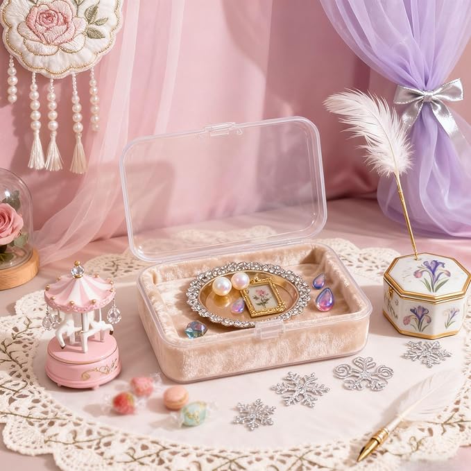 LJY 28 Pieces Rectangular Empty Mini Clear Plastic Organizer Storage Box Containers with Hinged Lids (3.3 x 2.2 x 1 inch, Transparent)