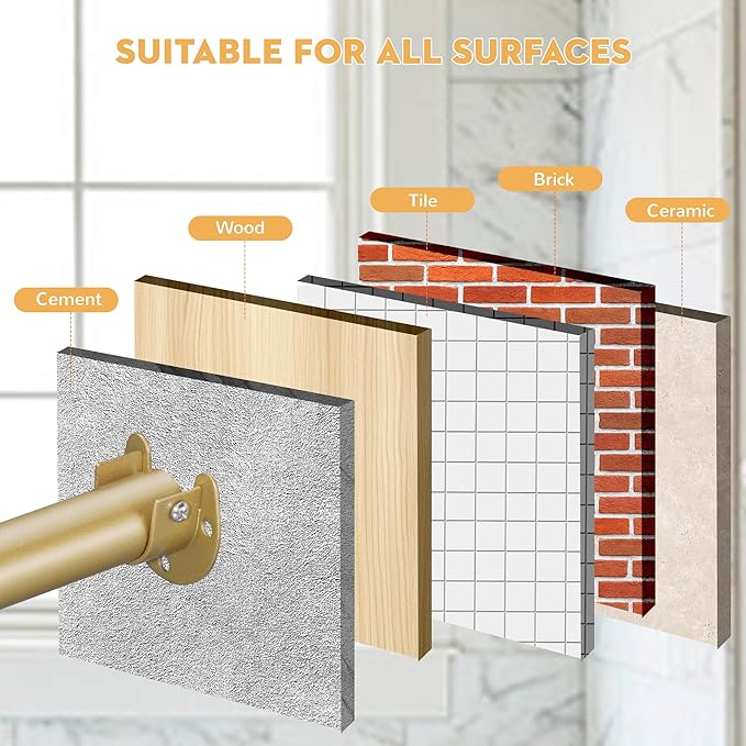 1.3 Inch Diameter Closet Rods for Hanging Clothes 17-87 Inch Adjustable, Metal Heavy Duty Closet Pole, Gold Closet Bar for Hanging Clothes, Suitable for Closet, Wardrobes, Bathroom, Windows
