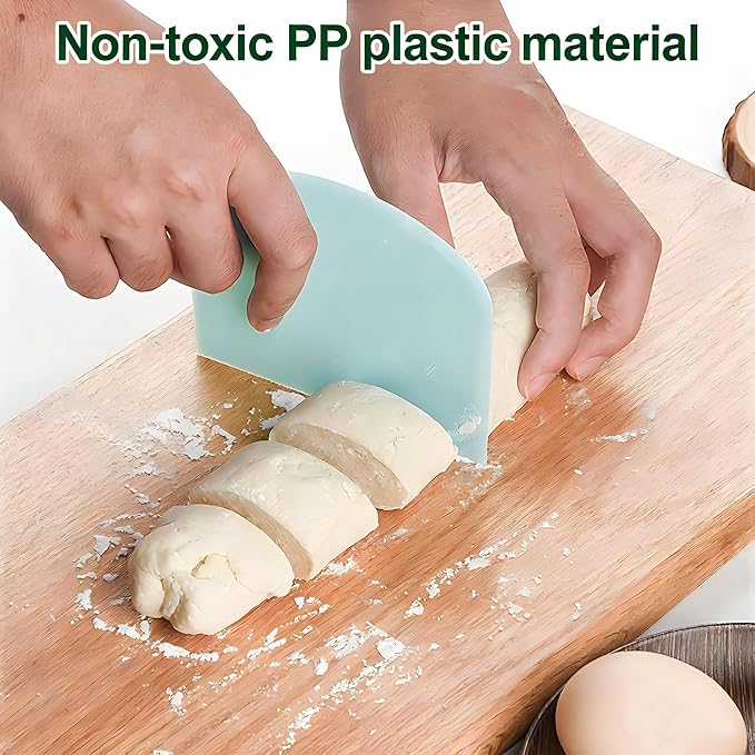 5-Pack Dough Scraper Bowl Food-safe Plastic Dough Cutter Flexible Bench Multipurpose Food Scrappers for Bread Dough Cake Fondant Icing