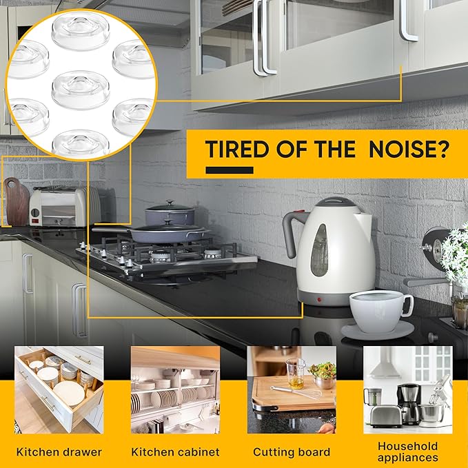 128 Self Adhesive Cabinet Door Bumpers – Sticky Clear Silicone Rubber Pads for Furniture Drawers, Kitchen Cabinets, Decor, Wall Protection – Vellax