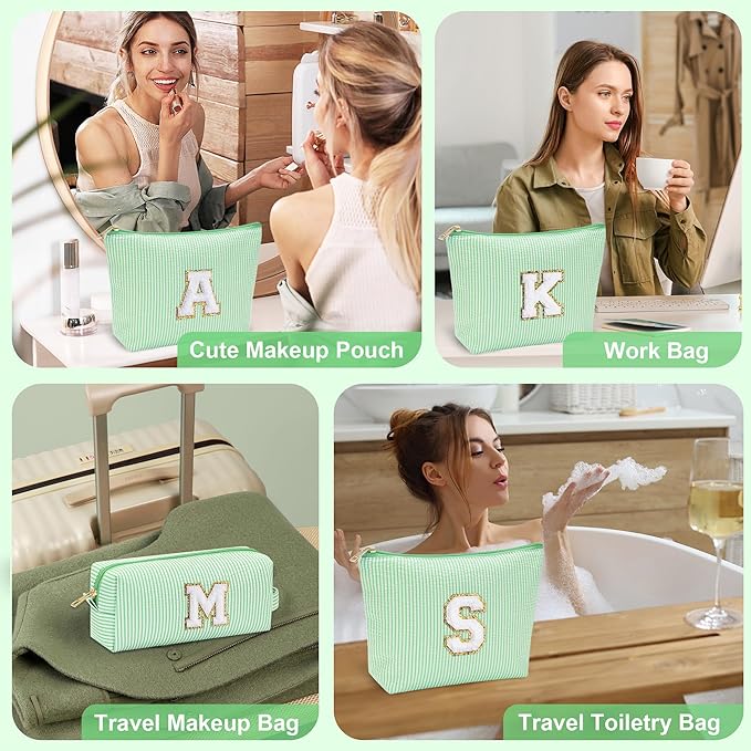 YOOLIFE Christmas Gifts For Teenage Girls Stocking Stuffers For Teen Girls Initial Makeup Bag | Cosmetic Travel Toiletry Bag | 9 10 11 12 13 14 15 Years Old | Teen Girl Gifts Trendy Stuff A