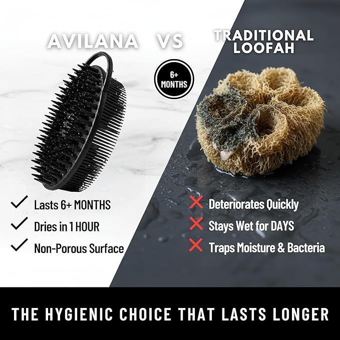 Scalp Massager Shampoo Brush Silicone - Hair Scrubber Shower Tool - Avilana Scalp Exfoliator Head Massage Brush - Gentle Daily Cleansing All Hair Types - Gift Women Men