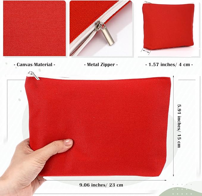 Reginary 10 Pcs Valentines Canvas Makeup Bags Bulk for Women Travel Toiletry Cosmetics Bags Blank DIY Pencil Pouch, Gift for Valentines Patrick's Day Wedding Bridal Shower Coworker(Morandi Color)