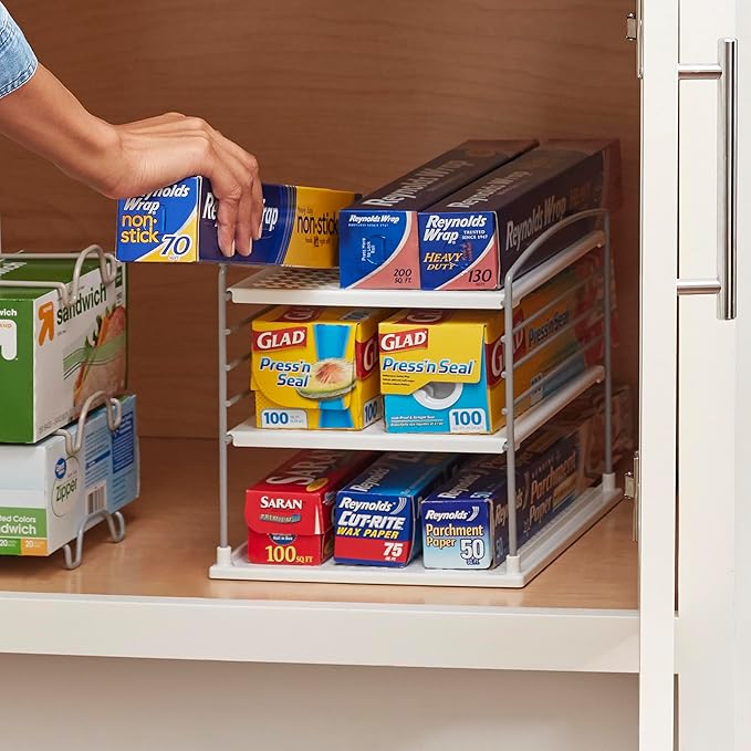 YouCopia UpSpace Adjustable Box Organizer for Foil Wrap and Kitchen Cabinet Storage,Original,White,(Pack of 6)