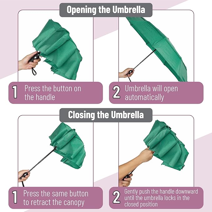 Mr. Pen- Windproof Travel Umbrella, Small Water-Resistant Automatic Folding Umbrella for Rain and Sun, Light, Compact and Portable for Women & Men, Fits Car & Backpack