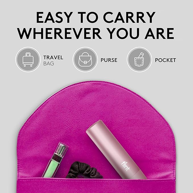 Flint Rose Gold Retractable Mini Lint Roller with 90 Extra Sticky Sheets, Small and Portable Lint Roller, Ideal Pet Hair Remover, Travel Lint Rollers for pet Hair Extra Sticky