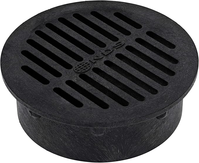 NDS 40, Grate Cover, Connects to Round 6 in. Speed-D Catch Basin 6 Inch Drain Pipes & Fittings, for Small Lawns, Landscaping, and Patios, Black Plastic