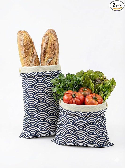2 XL Beeswax Bread Bags for Homemade Sourdough, Produce, Sandwiches & Lunchbox Use - Reusable Bread Storage Bags, Washable (2-Pack)