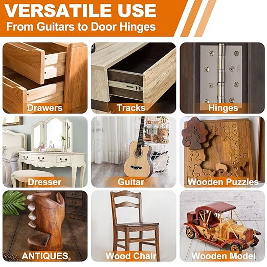 Wood Lubricant for Home Projects, 7 Oz Multi-Purpose Paste Wax for Wood - Drawer & Door Hinge Lubricant - Dresser, Cabinet, Guitar, Puzzle, Chair Lubricant - Eliminate Sticking & Noise