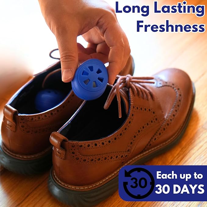 Air Jungles Shoes Deodorizer Ball 12 Count, Ocean Scent, Odor Remover Balls for Sneakers Boot Shoe, Essential Oil Provides Natural Freshness