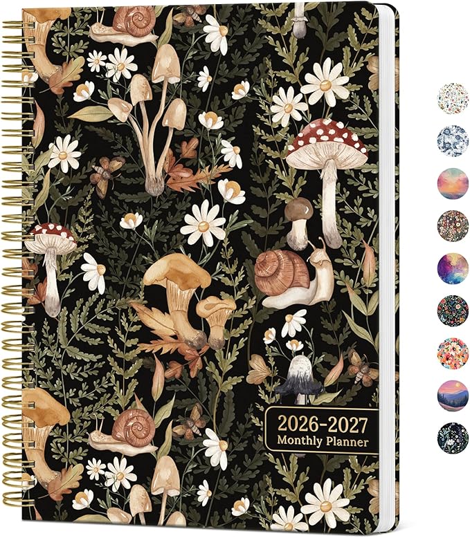 Monthly Planner 2026-2027, Aesthetic 2 Year Months Planner Calendar, 24-Months from January 2026 - December 2027, 26-27 Monthly Calendar Planner, Perfect for School Office Home, 7" x 10" - Mushroom