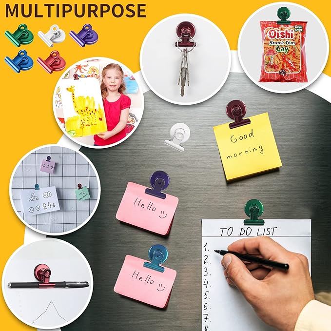 VNDUEEY 20 Pack Magnetic Paper Clip Dispenser Holder, Paperclip Dispenser for Desk, School, Office, Fridge Magnets Refrigerator Magnets, Magnet Clips for Whiteboard Locker (White)