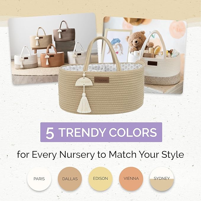 Baby Diaper Caddy Organizer, Portable Nursery Storage Basket with Sturdy Handle Diaper Caddy Basket, Car Caddy for Diapers and Baby Wipes, Newborn Essentials