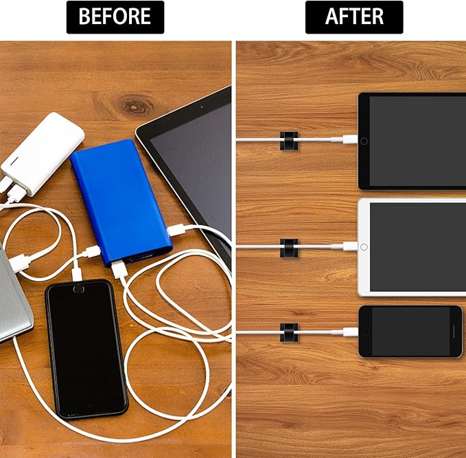 200 Pcs Cable Clips, Adhesive Cable Organizer Cord Holder Wire Clip Wire Management Self Adhesive Hooks Wire Holder for Office, Home, Black