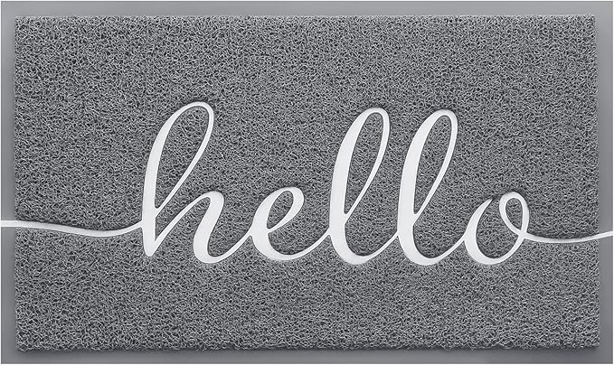 Door Mat (32"x20",Grey), Welcome Mat Low Profile Front Doormat Indoor Outdoor Door Non Slip Rugs for Entryway, Patio, High Traffic Areas