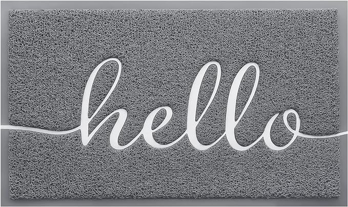 Door Mat (30"x17.5",Grey), Welcome Mat Low Profile Front Doormat Non Slip Rugs for Entryway, Patio, High Traffic Areas