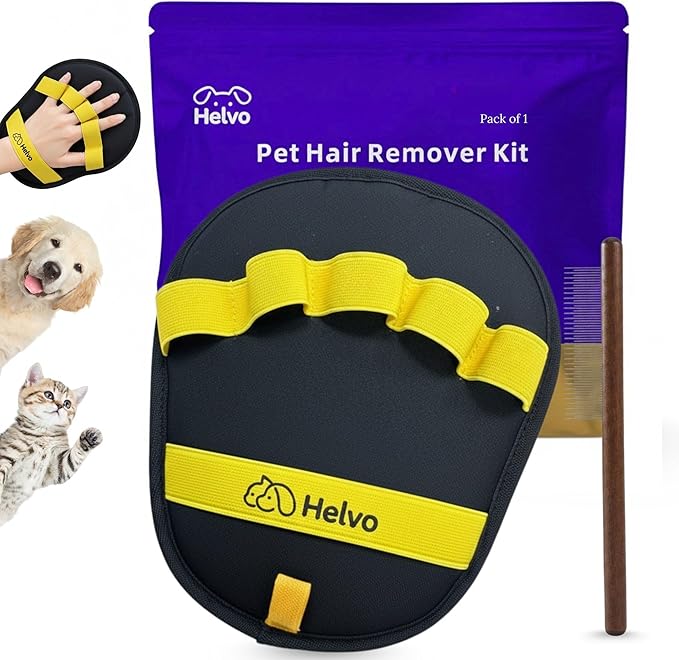 Pet Hair Removal Glove with Comb, Reusable Electrostatic Five-Finger Pet Hair Remover for Dogs & Cats, Fur Removal Mitt for Sofa, Carpet, Clothing, Car Seats & Furniture