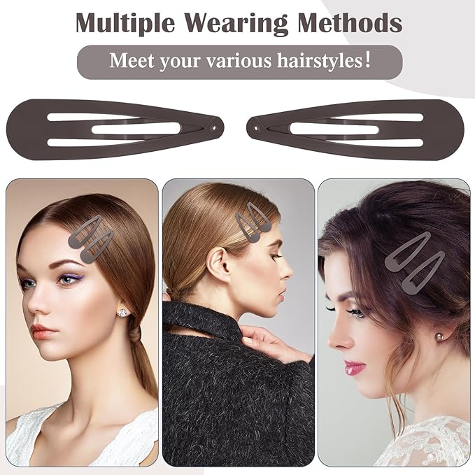 WILLBOND 30 Pieces 3.1 Inch Large Metal Snap Hair Clips Nonslip Barrettes Women Hair Accessories (Dark Blue)