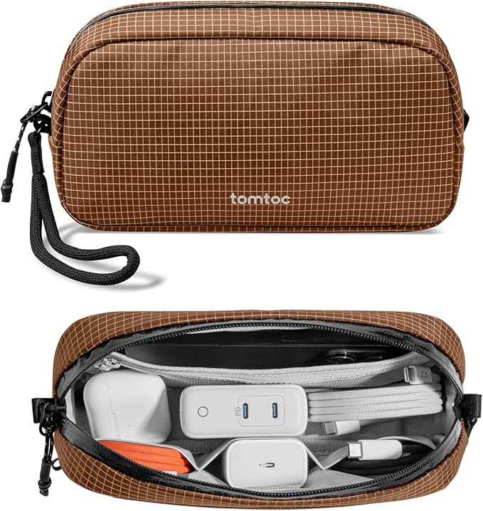 tomtoc Electronics Organizer Travel Case Performance, Water Resistant Bag Cable Tech Pouch Accessories, Carry Storage for Cord, Phone, Cables, AirPods, USB Flash Drive, Daily Items