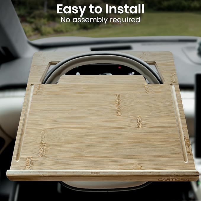 Essential Steering Wheel Tray - Car Table for Meal, Multipurpose Steering Wheel Table for Travelers, Table and Laptop Holder, Laptop Tray for Work