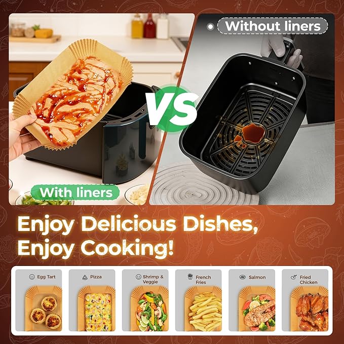 305 Pcs Air Fryer Liners Disposable for Ninja DZ201, Rectangle Air Fryer Liners Air Fryer Accessories, Dual Baskets Air Fryer Parchment Paper Sheets by CTIZNE