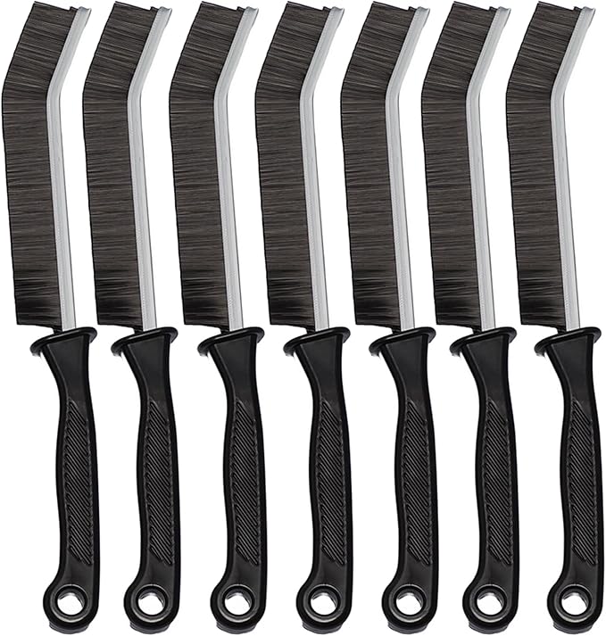 7 Pcs Hard Bristle Crevice Cleaning Brush Set - for Grout, Tight Spaces & Gap Cleaning, Deep Reach Narrow Scrubber Tools for Bathroom Tiles, Kitchen Sink, Window Tracks & Car Vents, Home Essentials