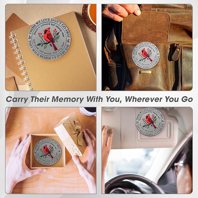 FLAGWIX Sympathy Gifts for Loss of Loved One - Cardinal Metal Car Visor Clip 3 in - Christmas Memorial Gift for Men Women, Sun Visor Clip Car Accessories, Grief Memorial Gifts, Bereavement Gift Ideas