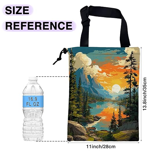 UUCBTAH Car Trash Bag Hanging Sunrise Forest Mountain Lake Car Trash Can for Back Seat Waterproof Car Trash Bin with Adjustable Straps and Drawstring for Car Accessories Vehicle Travelling Camping