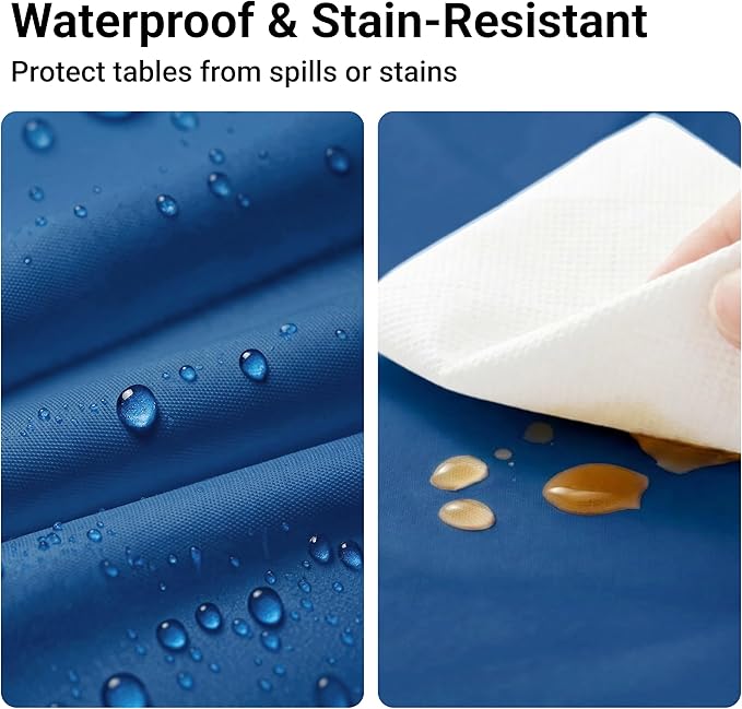 Auros Premium Plastic Tablecloths 10 Pack, 84'' Round Disposable Table Covers, Thick & Durable, Waterproof & Spill-Proof, Easy Cleanup for Parties, Wedding, Picnic, Sky Blue