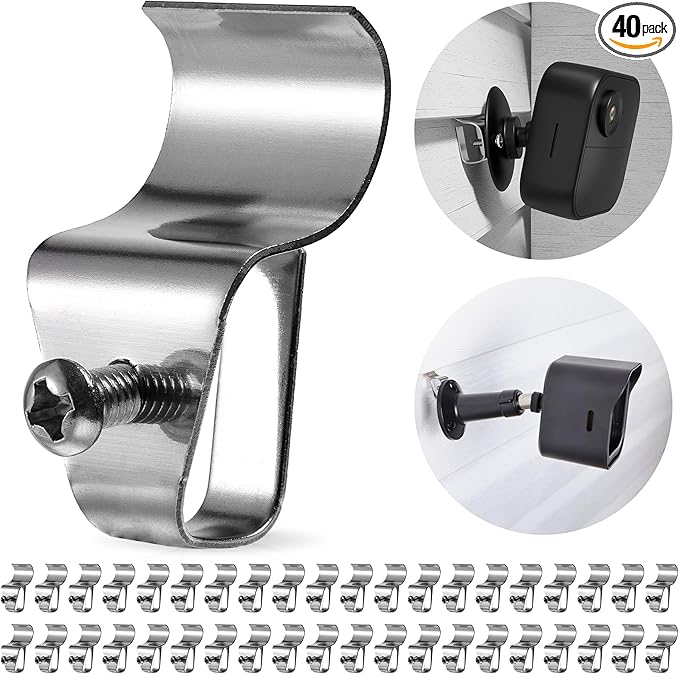 Vinyl Siding Clips Hooks, No-Hole Needed Siding Hangers for Outdoor Mounted Blink, Arlo, Ring Home Security Cameras (40 Pack), Stainless Steel