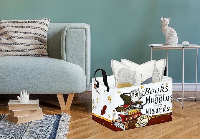 Kids Reading Book Storage Basket Book Organizer for Nursery Classroom Gifts Toys Storage Bin/Dorm/Kitchen/Pet/Office/Closet/Shelf/Room Decor Storage