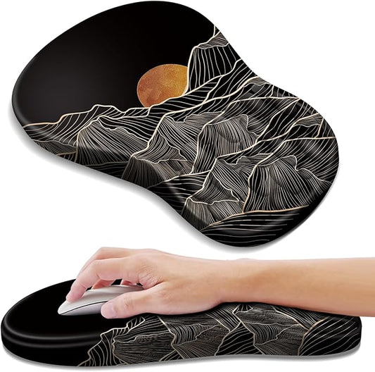 YIWEI Ergonomic Mouse Pad with Wrist Rest - Comfortable Office Mousepad with Memory Foam Wrist Support for Carpal Tunnel Relief, Mouse Pads with Non-Slip Base for Gaming and Home (Sunset)