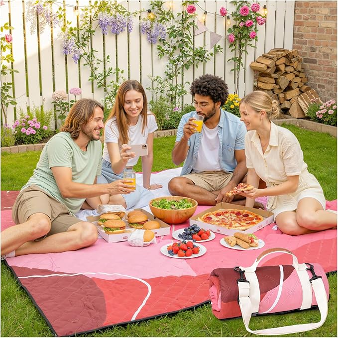 Waterproof Picnic Blanket Beach Outdoor Camping Mat Extra Large Foldable Cute Big Travel Essential Accessories Gift Park Patio Lawn Garden Grass Ground Play Music Festival Concert Must Have