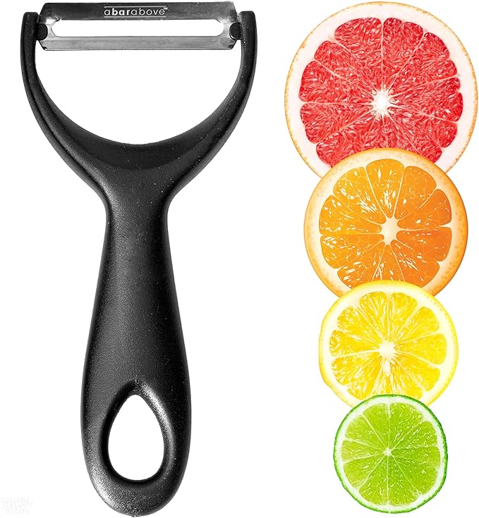 A Bar Above Gold Citrus Peeler, Stainless Steel Fruit Peeler for Garnishes, Cocktail Twists, Comfortable Grip Peeling Tool for Oranges, Lemons, Limes, Bartender Accessory, Kitchen Essentials, Silver