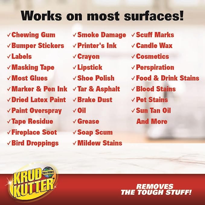 Krud Kutter Tough Task All Purpose Remover, 1 Gallon, Heavy Duty Cleaner for Adhesive, Grease and Tough Stains, Multi Surface Cleaning Solution for Floors, Walls, Tools and Equipment