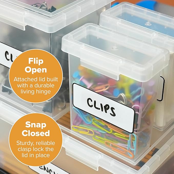 Bostitch Konnect Storage Containers with Lids, Organizer, Clear Plastic Box, Stackable Nesting Bins, Small, 2 Pack