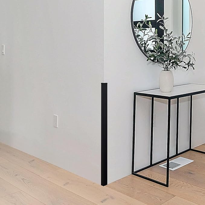 Rubber Bond Wall Corner Guard Edge Protector - 1x1x36 inch Baby Proofing Corner Guards - Self-Adhesive Furniture Edge Strips for Home and Office (15 Pack, Black)