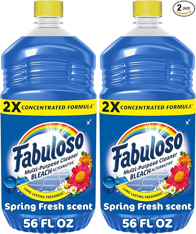 Fabuloso Multi-Purpose Cleaner and Floor Cleaner, 2X Concentrated Formula, Long-Lasting Freshness, Spring Fresh Scent, 56 oz (Pack of 2)