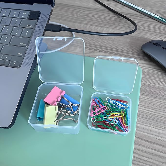 Small Bead Organizers Mini Clear Bead Storage-Clear Plastic Boxes For beads organization, DIY project,nail art tools, diamond, building blocks,small items (30 Pcs 2 Size Small Square)