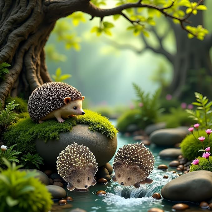 2Pcs Mini Hedgehog Resin Figurines,Lively Animal Statues for Fairy Gardens, Bonsai and Plant Pots,Micro Landscape Decor, Miniature Wild Sculptures for DIY Craft and Home Decor