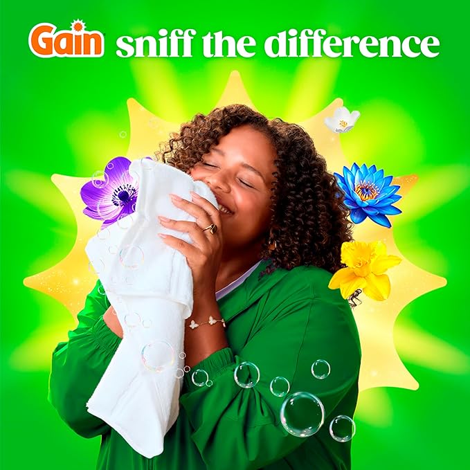 Gain Flings Liquid Washing Detergent Pacs with Odor Defense + Color Guard, Moonlight Breeze Scent, 4-In-1 Liquid Laundry Detergent Pods, Clean & Fresh, 60 Count (Packaging May Vary)