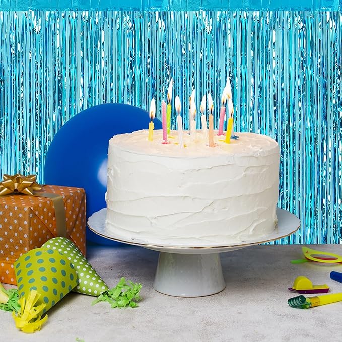 10 Pack Teal Blue Backdrop Curtain 3.2ft x 8.2ft Metallic Tinsel Foil Fringe Curtains Photo Booth Background for Birthday Party Decoration Baby Shower Engagement Wedding Christmas Decoration