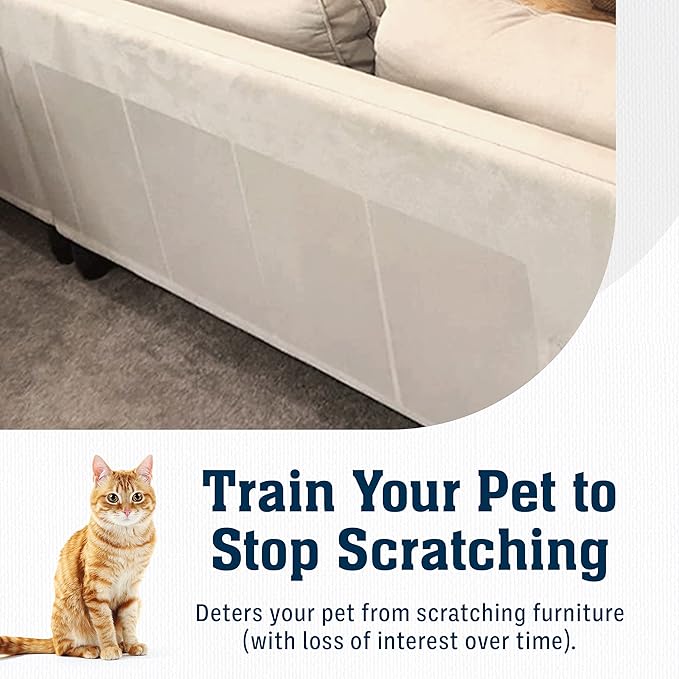 10 Pack XL Anti Cat Scratch Furniture Protector - Couch Protector from Cat Claws w/Twist Pins - Heavy Duty, Strong, Clear, Easy-to-Apply Scratching Deterrent and Shield for Sofa