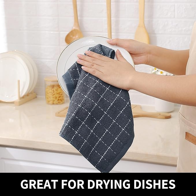 Homaxy 100% Cotton Terry Kitchen Dish Cloths, Ultra Soft and Absorbent Dish Towels for Kitchen, Suitable for Drying and Washing Dishes, 8 Pack, 12 x 12 Inches, Multiple Color